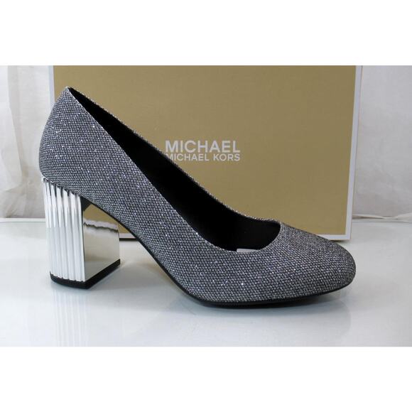 MICHAEL Michael Kors Porter Flex Dress Heels Pump Silver Glitter Size 7